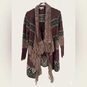 Knox Rose Boho Fringe Open Front Cardigan